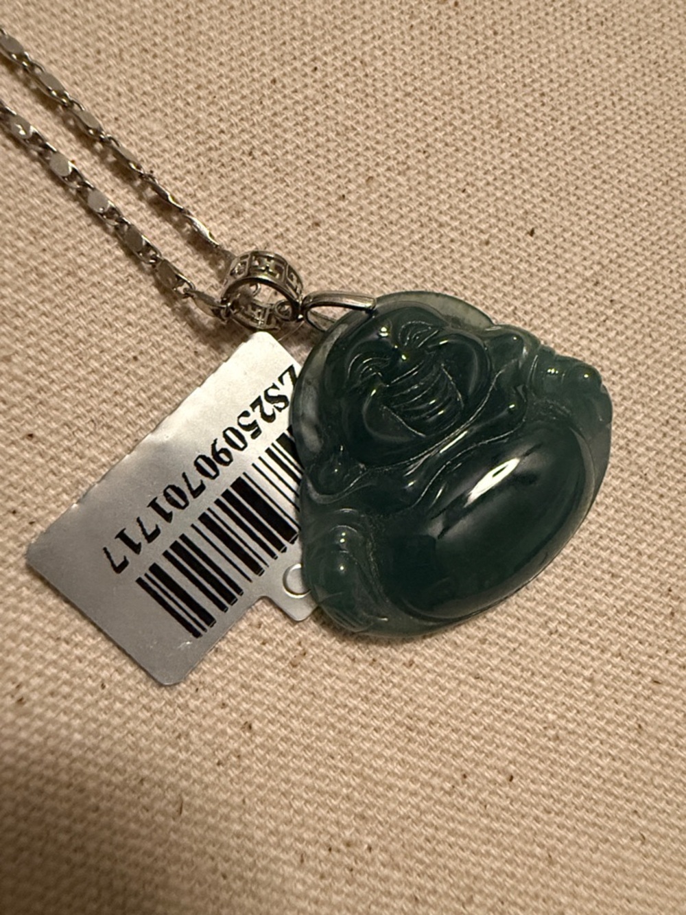 Jade Buddha Pendant Necklace in Teal - Picture 2 of 5
